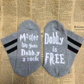 Fun sokken 'Dobby is Free' Grijs/wit (91203)