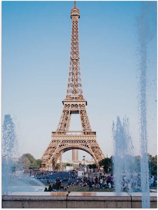 Poster – Eiffeltoren in Parijs met helderblauwe Lucht - 30x40cm Foto op Posterpapier