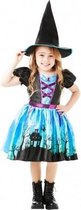 Rubies -Moonlight Heks Kostuum Meisje - blauw,paars,zwart - Maat 116 - Halloween - Verkleedkleding