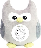 White noise machine - baby knuffel uil met slaapgeluiden, hartslag en nachtlampje / sterrenprojector - witte ruis - vanaf 0 jaar