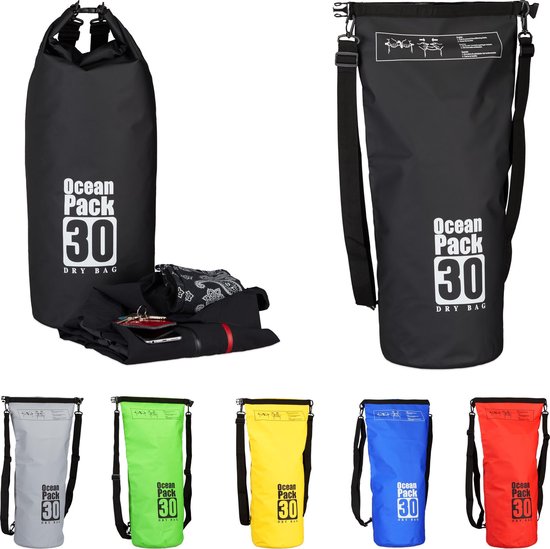 Relaxdays Ocean Pack 30 Liter - waterdichte tas - outdoor droogtas - Dry Bag - plunjezak