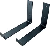 GoudmetHout Industriële Plankdragers L-vorm UP 20 cm - Staal - Mat Zwart - 4 cm x 20 cm x 15 cm - Plankendrager