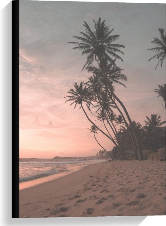 Canvas  - Palmbomen aan het Strandje - 40x60cm Foto op Canvas Schilderij (Wanddecoratie op Canvas)