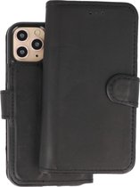 Handmade 2 in 1 Echt Leer Booktype Hoesje voor iPhone 11 Pro Zwart