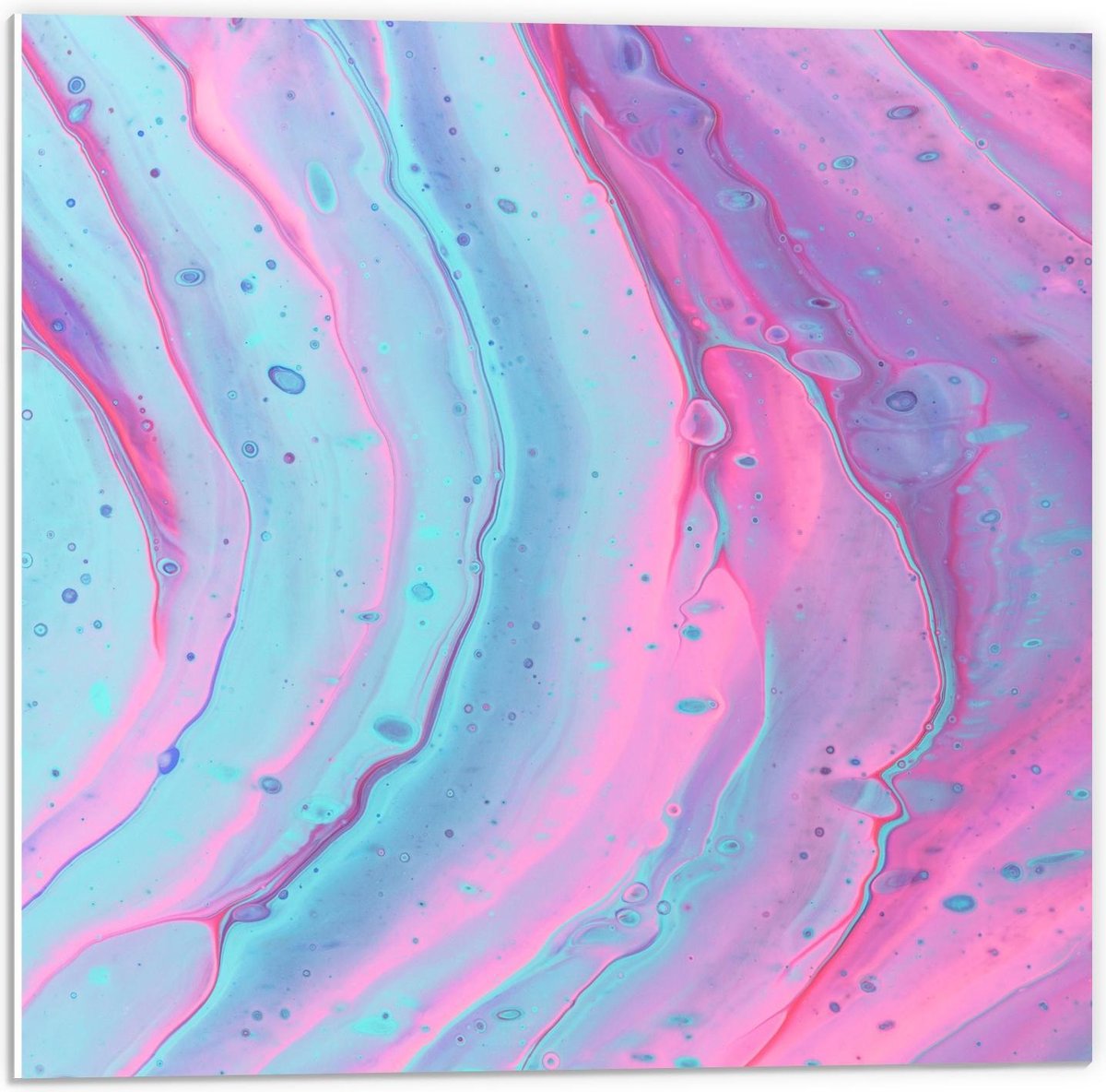 Forex - Roze/Blauwe Verf  - 50x50cm Foto op Forex