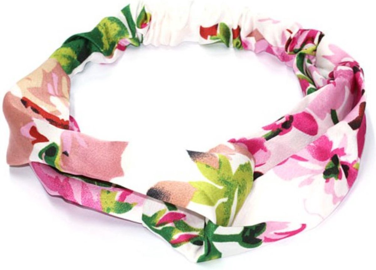 Haarband wit met bloemenprint