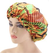 Slaapmuts – Hair Bonnet – Haar bonnet van Satijn – Afrikaanse kente print - Satin bonnet – Satijnen slaapmuts – Nachtmuts voor krullen – Afrikaanse print - Slaapmuts voor krullen –