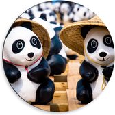 Dibond Wandcirkel - Panda Beeldjes - 50x50cm Foto op Aluminium Wandcirkel (met ophangsysteem)