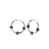 Joy|S - Zilveren 12 mm Bali oorringen geoxideerd