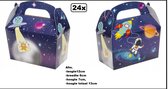 24x Traktatiedoosje ruimte 13x12x6cm - Traktatie happy box doosje ruimte space astronaut planeet