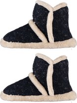Pantoffels dames - Sloffen - Pantoffels - Sloffen dames - Wol - Donkerblauw - Maat 41/42
