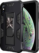 HB Hoesje Geschikt voor Apple iPhone XS Max Zwart - Magnetic Kickstand Armor Case