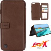 Puloka Apple iPhone X/10/iPhone xS TPU/Kunstleer Bruin Flip hoesje