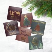 Christelijke Kerstkaarten met Goudfolie - 13x13 cm - set van 6 luxe kaarten met enveloppen