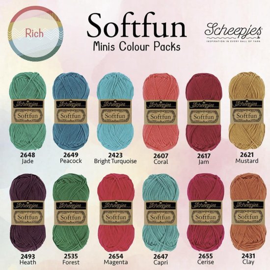 Pack de couleurs Scheepjes Softfun 12x20g Riche