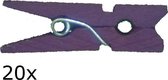 Paars mini wasknijpertjes, 20 stuks, voor ophangen kaartjes e.d.