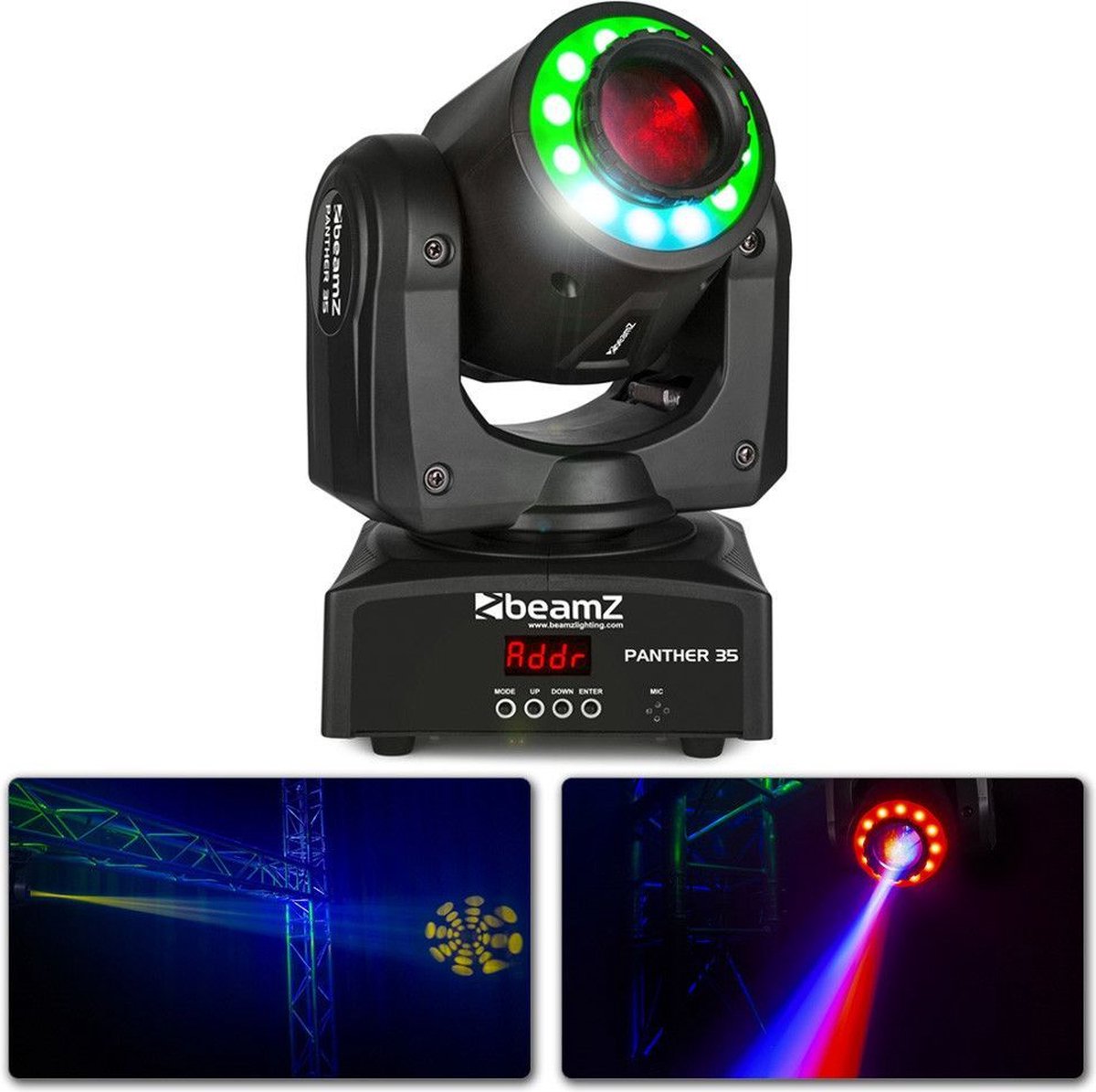 Moving head - BeamZ Panther 35 moving head met 35W LED en LED ring