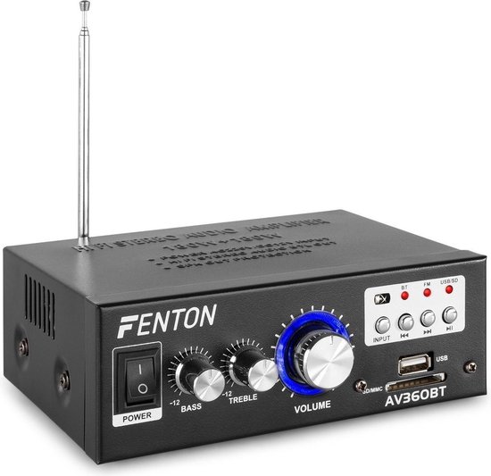 Bluetooth Versterker Stereo met Afstandsbediening - Fenton AV360BT - USB 80 Watt |