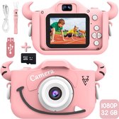 V&C Products® Camera - Digitale kindercamera 1080p HD - Inclusief 32 GB micro sd kaart - camera kinderen - digitale camera - camera kids - Roos