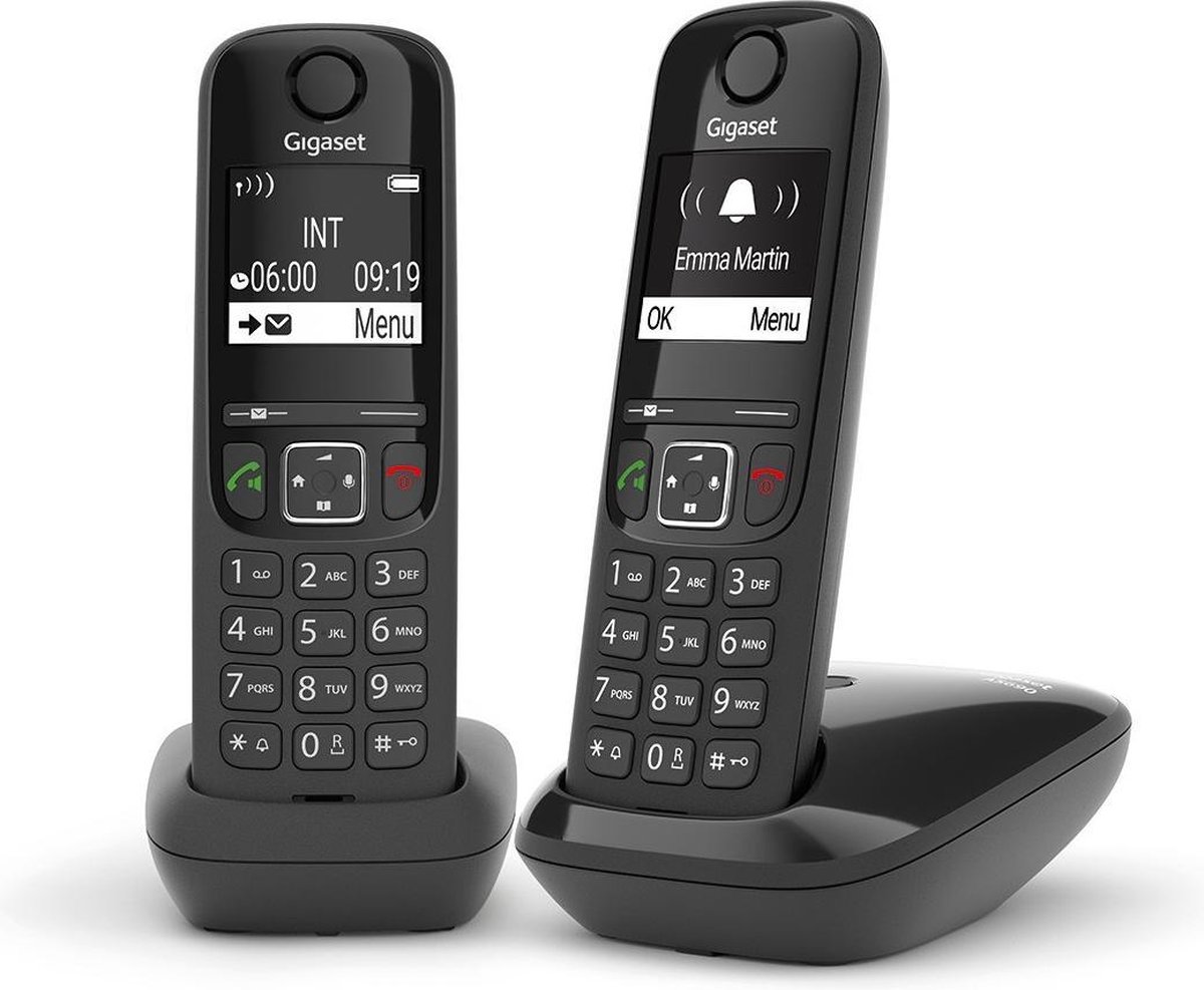 Gigaset AS690 DUO Analoge-/DECT-telefoon Nummerherkenning Zwart