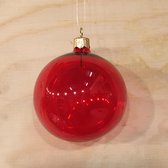 Doosje van 6 - Transparante Rode Kerstballen van 8 cm - glas