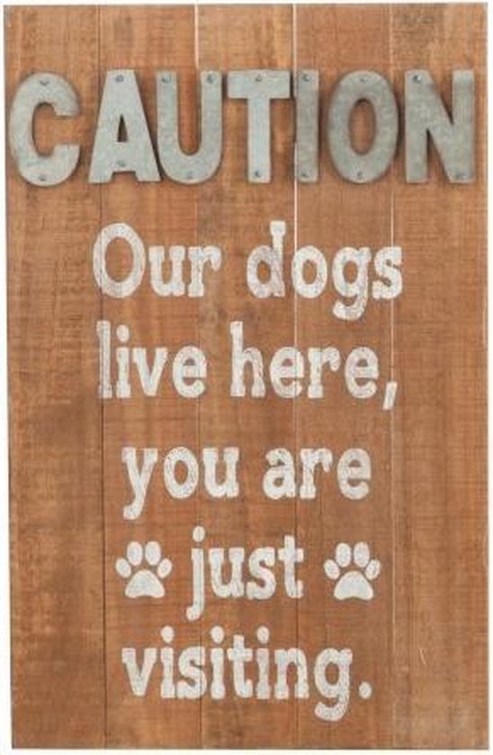 J-line Tekstbord Hond - Wandpaneel hout / metaal voor hondenliefhebbers