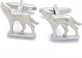 Manchetknopen - Huilende Wolf Zilverkleurig