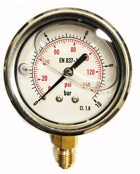 Manometer (pressure gauge): Bottom 1/4 -1+5 bar - 0-4 bar - 0-6 bar - 0-10  bar - ... | bol.com