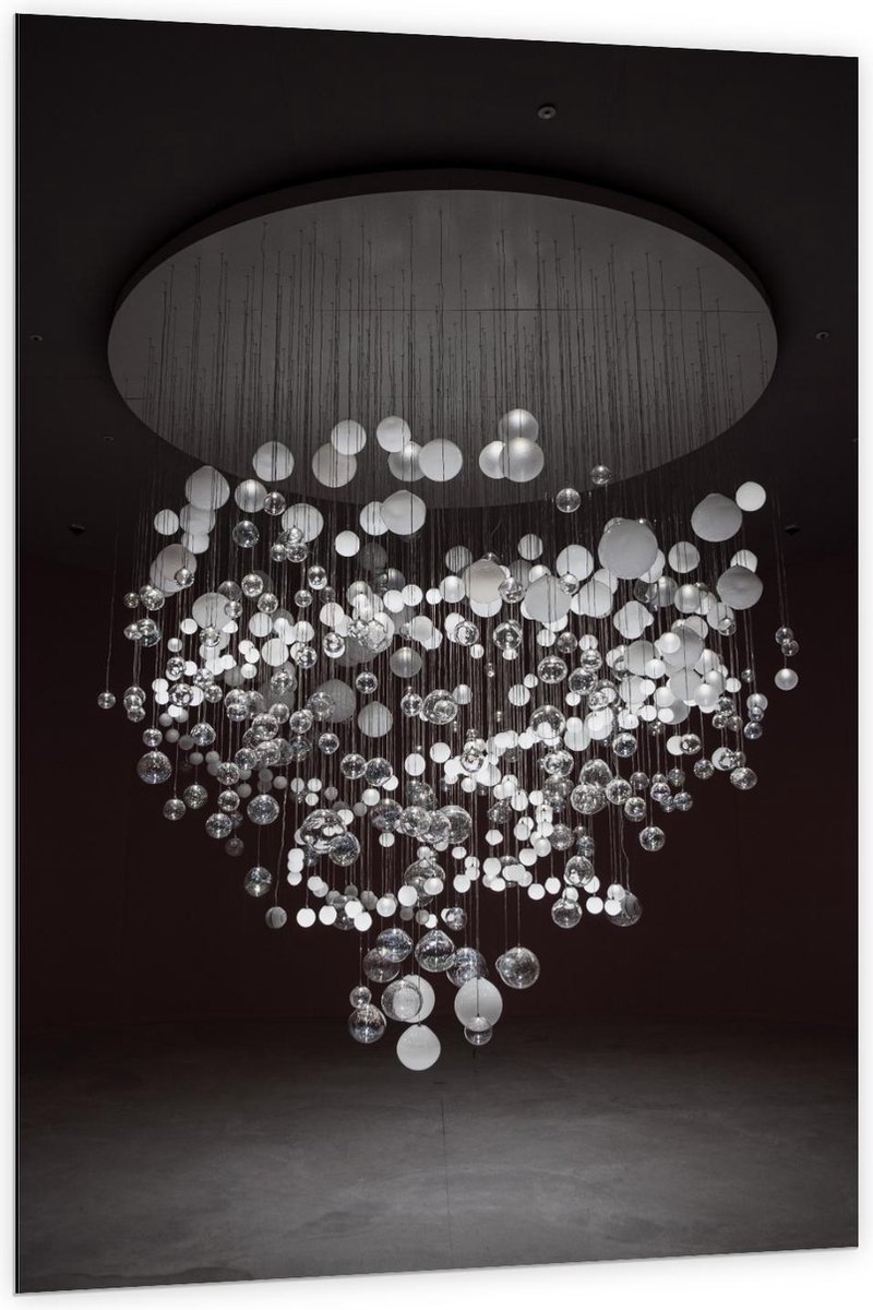 Dibond - Mega Kroonluchter (zwart/wit) - 100x150cm Foto op Aluminium (Wanddecoratie van me