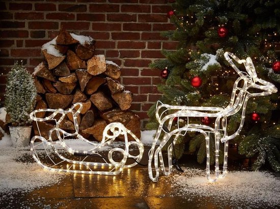 Kerstverlichting buiten en binnen - Grote Rendier met Grote Slee - 3D  figuur -... | bol.com