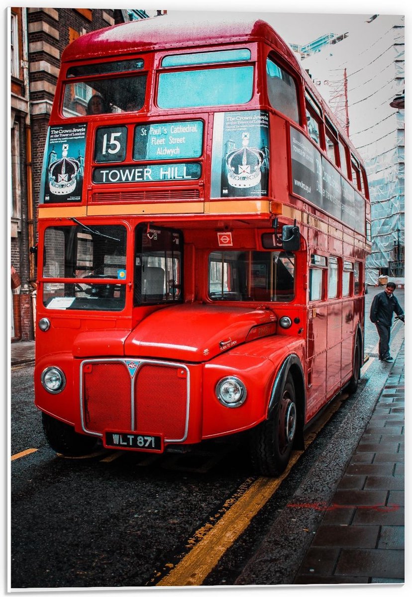 Forex - Rode Tower Hill Bus - 40x60cm Foto op Forex
