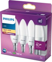 Philips LED Kaarslamp en kogellamp - 40W - E14 - Warm Wit