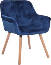 Stoel - Eetkamerstoel - Design - Solide - Fluweel - Blauw/bruin - 60x67x83 cm