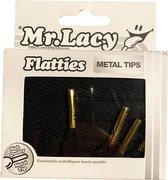 Flatties Zwart-Metal Tips Goud metalic 130 cm lang 10mm breed High Quality