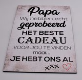 Spreukbord - Hout - Tekstbord - Wandbord - Papa - Vader -Muur - Tekst - 30cm x 42cm