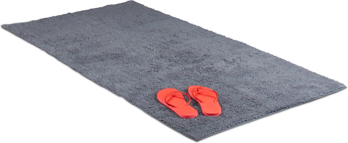 Relaxdays badmat, verschillende maten, ook voor vloerverwarming, wasbaar, grijs - 80x150cm