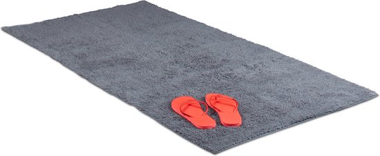 relaxdays badmat, verschillende maten, ook voor vloerverwarming, wasbaar, grijs 80x150cm