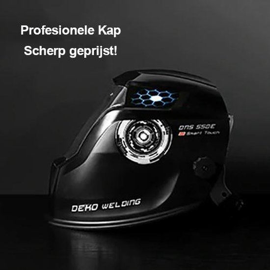 DEKO® Laskap Professioneel - Automatisch - DIN 16-10 Ultraviolet 10 - lasmasker - Laskap - Lashelm - automatisch dimmende lichtfilter - Zwart