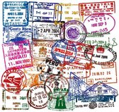 Paspoort stempel stickers - Reizen thema - 50 transparante visa stickers voor laptop, koffer, agenda, journal