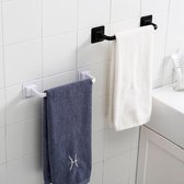 Handdoekrek Badkamer - Handdoekrek Keuken - Zelfklevend - Handdoekrek zwart -  Sterk & Waterproof - Handdoekhouder - 40.5CM