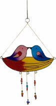 Decoratiehanger Hars Kussende Vogels in een nest - Metaal, hars - 18x10x0,5 cm - Multicolour - India - Sarana - Fairtrade