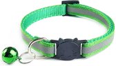 Kattenhalsband met belletje - Groen - Nylon - Halsband - Kitten - Kat - Poes - Halsbandje - Halsbandjes - Halsbanden