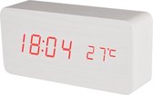LCD Klok I Houten Digitale Wekker Klok I Wit