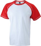 James and Nicholson - Heren Raglan T-Shirt (Wit/Rood)