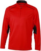 James and Nicholson - Heren Sportshirt met Lange Mouwen (Rood/Zwart)