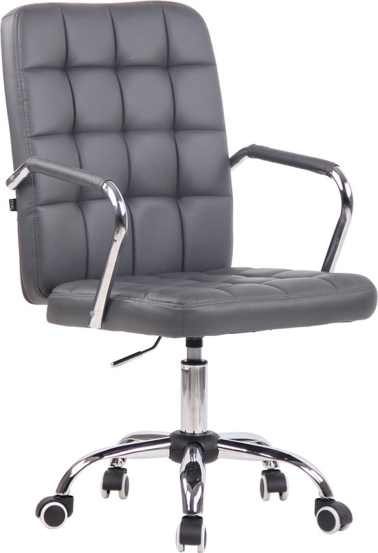 Bureaustoel - Bureaustoel voor volwassenen - Design - In hoogte verstelbaar - Kunstleer - Grijs - 56x60x103 cm