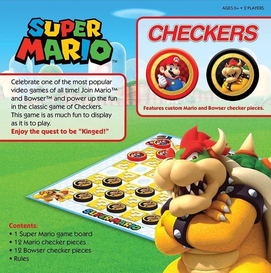 Thumbnail van een extra afbeelding van het spel Super Mario Bros. Checkers / Damspel - Super Mario VS Bowser