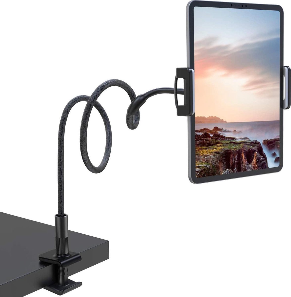 SWILIX® Tablethouders Ergonomische Tablet standaard Met Lang verstelbare Arm -Universeel geschikt voor telefoons, iPad - Zwart