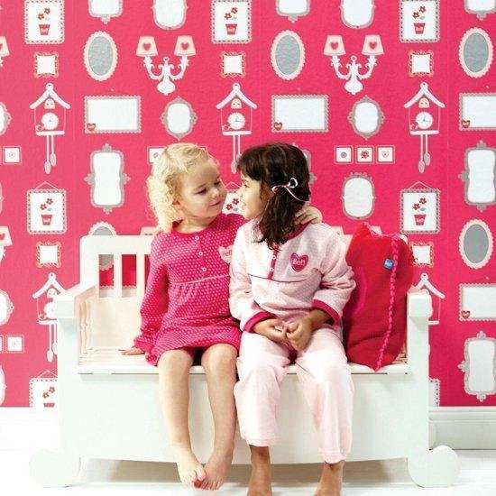 Papierbehang kinderkamer roze Lief! Vliesbehang / papier behang Frames Pink  - 52cm... | bol.com