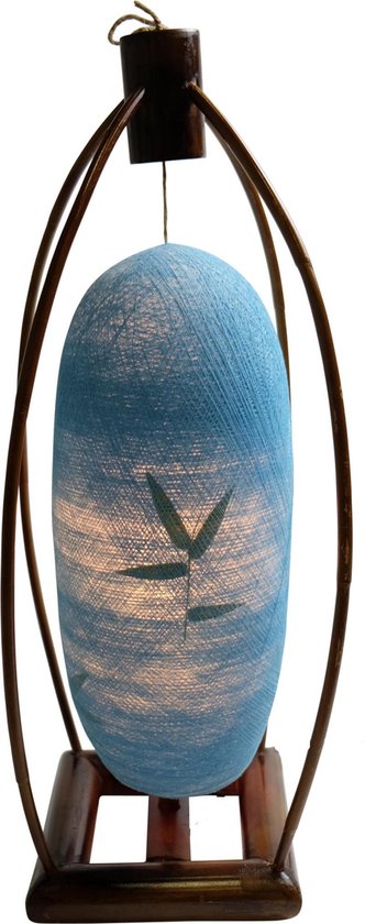 Lampe de table en fil de Cotton Fine Asianliving base en Bamboo fait à la main Blue 22x64cm